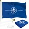 G128 Combo Pack: 6 Ft Tangle Free Aluminum Spinning Flagpole (White) & North Atlantic Treaty Org NATO Flag 3x5 Ft, LiteWeave Pro Series Printed 150D Polyester | Pole with Flag Included